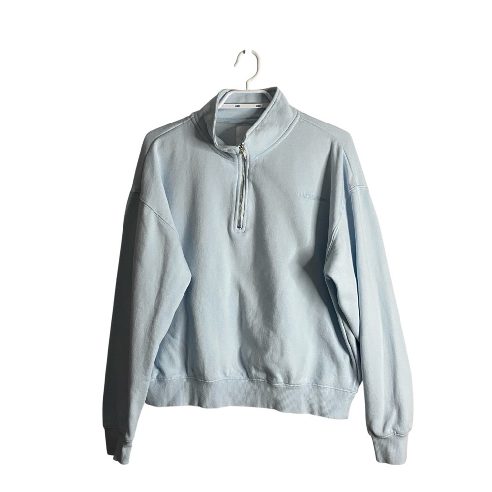 Lazy Sunday Women's Light Blue 1/4 Zip Fleece Pullover